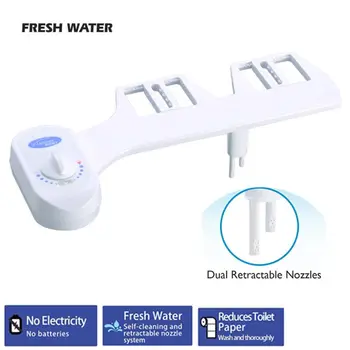 

Bidet Sprayer Bidet Toilet Seat Attachment Dual Nozzles Fresh Water Spray Non-Electric for Home White Cleaning Tool