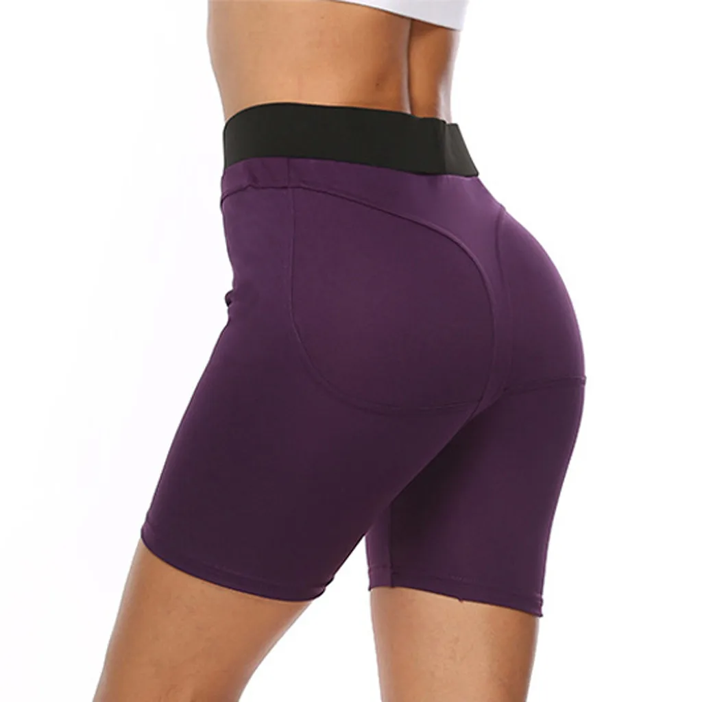 Женские сексуальные шорты для йоги с высокой талией, тонкие однотонные короткие леггинсы для спорта, фитнеса, эластичные дышащие шорты для бега# C3