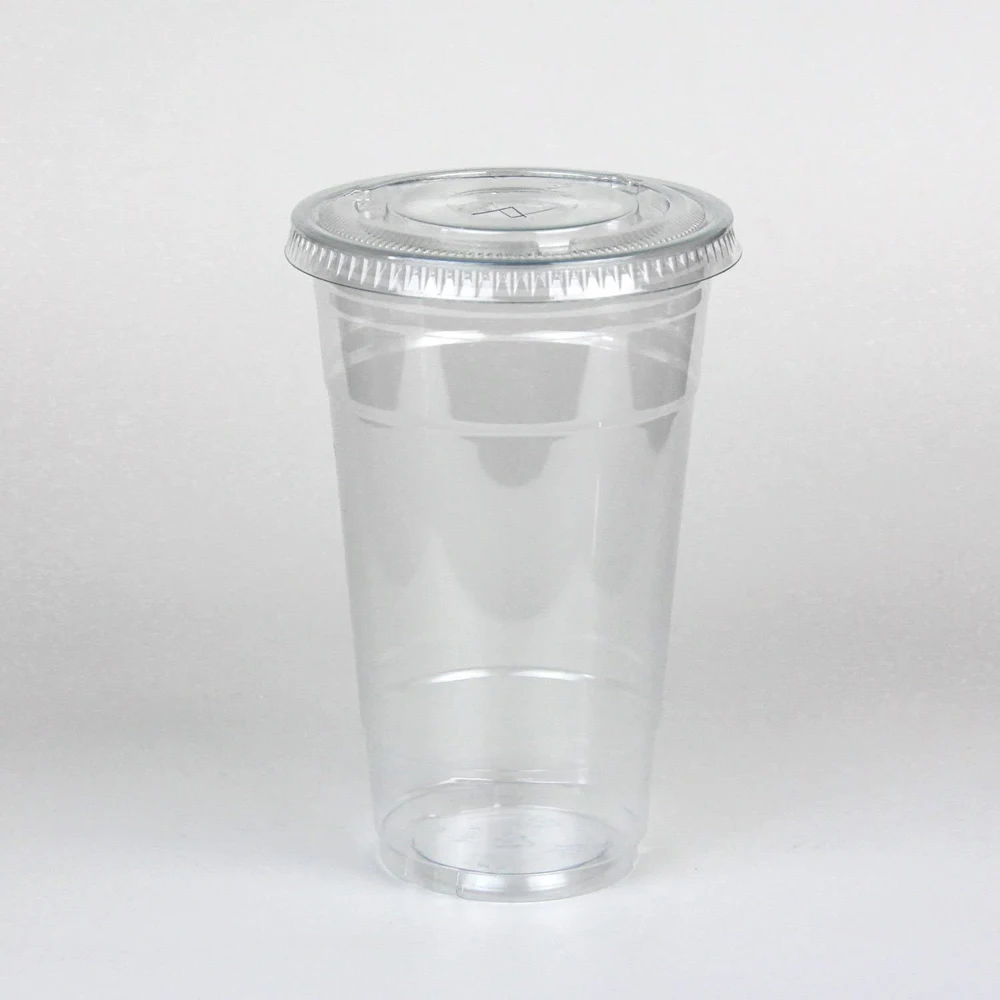 16 oz. Plastic Clear Cups With Flat Lids Pack of 100