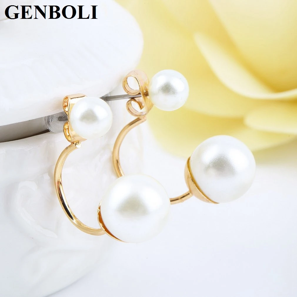 

Women Imitation Pearl Stud Earring Jewelry Full Double Star Models Ball Earrings After Hanging Wedding Accessories