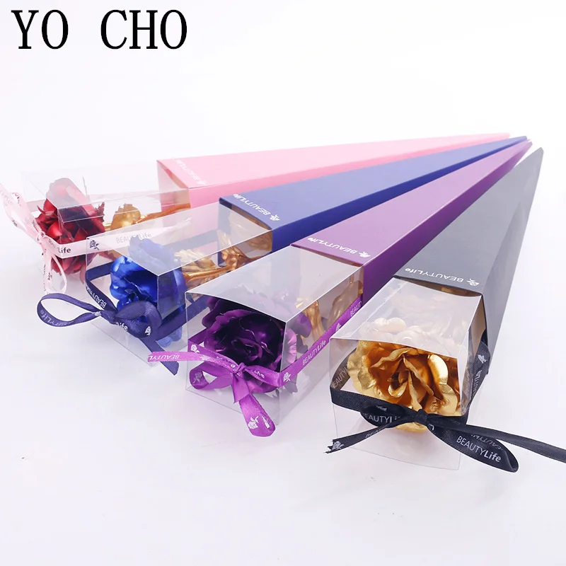 Eternal Rose Colorful Galaxy Artificial Flowers 24K Gold Foil Flower Love Base Flare box for Girlfriend Valentine's Day Gift 4