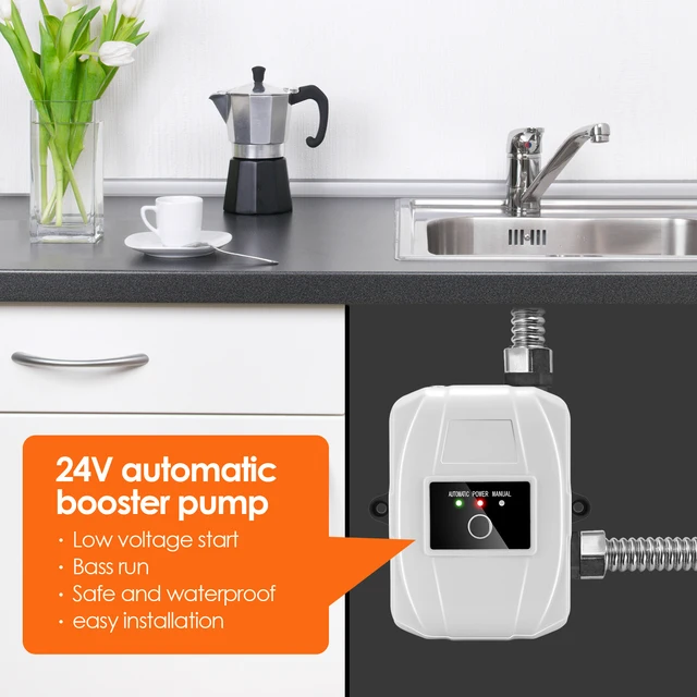 VACANON Pompa di aumento della pressione per doccia, 24 V, pompa di aumento  della pressione domestica con accessori di installazione, 150 W, mini pompa  automatica per acqua calda e fredda per 