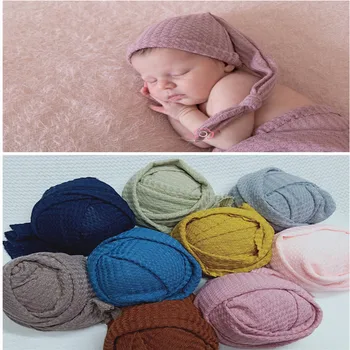 

2020 Newborn photography props waffle wraps hat kids newborn set beanie propshoot for photography newborn baby boy accessories