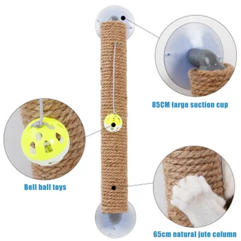 

Cats Scratch Column Grinding Device Sucker Cats Climbing Frame Anti-Scratch with Bell Ball Toy HG99