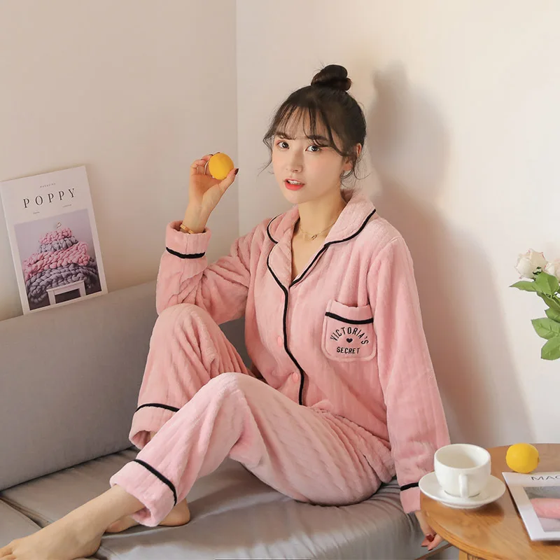 

[WX #871 #-899 # Collection] Cardigan Long Sleeve Thick Fairy Sweet Pajamas Tracksuit Two-Piece Set