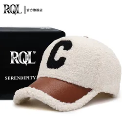 Baseball Cap for Women Female Winter Hat Cold Proof Letter Embroidered Fur Faux Casual Teddy Outdoor Trucker Cap Fashion Luxury