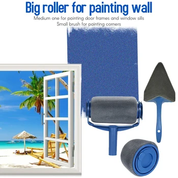 

Household Use Wall Decorative Handle Flocked Edger Tool Painting Brushes Set 9/10pcs Seamless Paint Roller Brush Tools Set