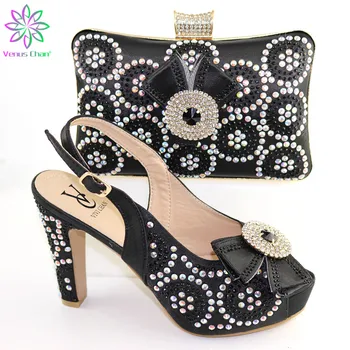 

Shoes and Bags To Match Set Sale African Shoes and Bags Matching Set Decorated with Rhinestone High Heels Pumps