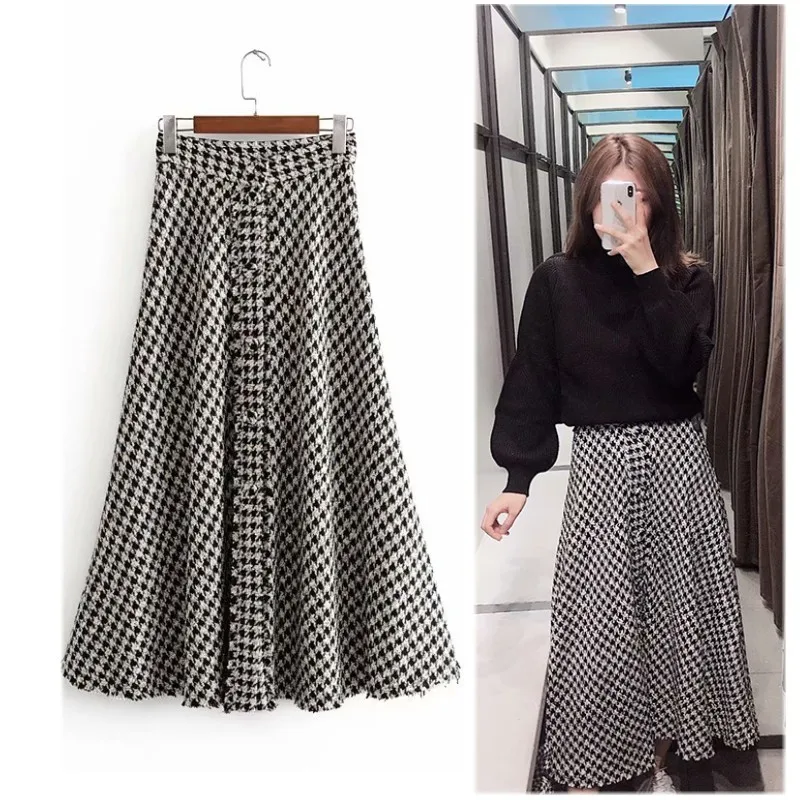 

Korean lady thick warm plaid skirt saia female elegant design SD094-XHF
