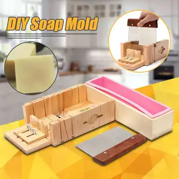 

Rectangular Soap Mold Silicone Flexible Loaf Mould with Wood Box Slicer Cutter for Homemade Cold Process