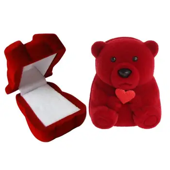 

Cute Velvet Bowknot Bear Earring Ring Bracelet Jewelry Display Box Wedding Ring Valentine's Day Gift Organizer 1pc Gift Bag