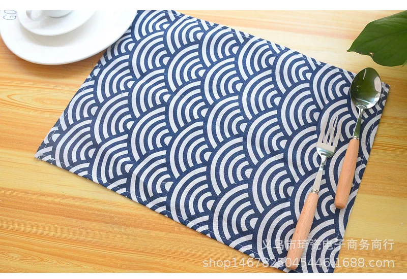 4/6 PC Plaid Cloth Placemat Japanese Fashion Style Fabric Table Mats Napkins Simple Design Tableware Kitchen Tool Cup Pads - Цвет: I