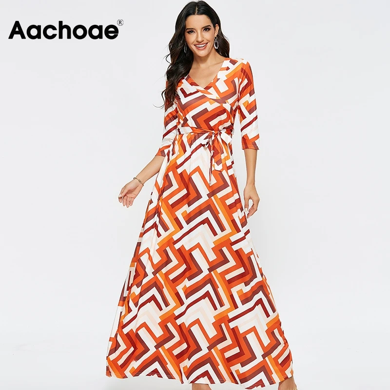 Aachoae 2020 Fashion Geometric Print Long Dress Women Spring Half Sleeve Casual Maxi Dresses Ladies Sexy V Neck Boho Beach Dress Aachoae 2020 Fashion Geometric Print Long Dress Women Spring Half Sleeve Casual Maxi Dresses Ladies Sexy V Neck Boho Beach Dress
