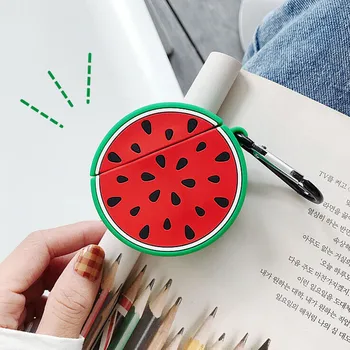 

Apple airpods mobile phone case cute 3D cartoon design soft silicone earphone cover watermelon easy to install and remove