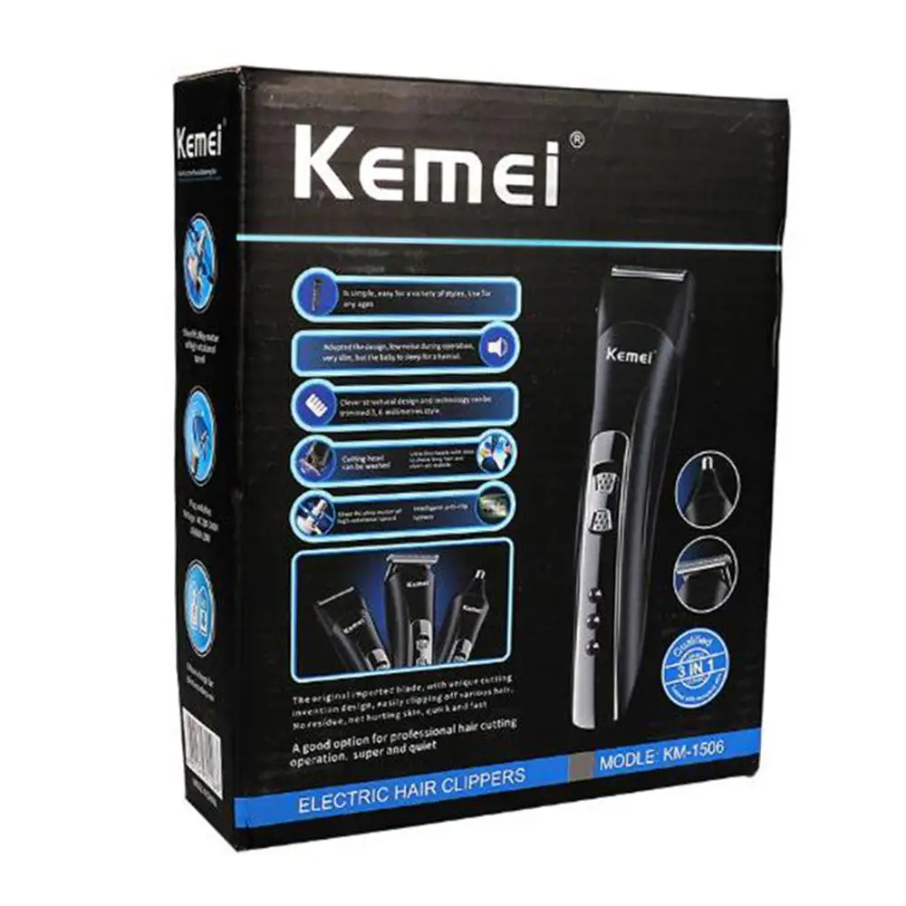 KEMEI 1 комплект набор для стрижки волос триммер бороды машинка мужчин