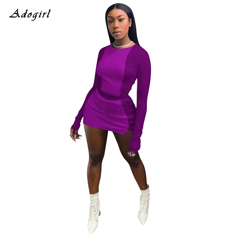 

Striped Potackwork Solid Two Piece Set Casual White Crop Top With Pocket Mini Skirts Tracksuit Fashion Bodycon Club Party Outfit