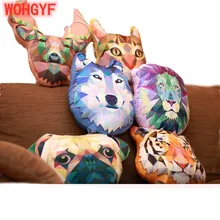 Мультяшные животные, плюшевая игрушка Джейн-европейский стиль, подушка, мягкая, Лев, волк, тигр, олень, собака, кошка, кукла, рождественский подарок для детей/девочек