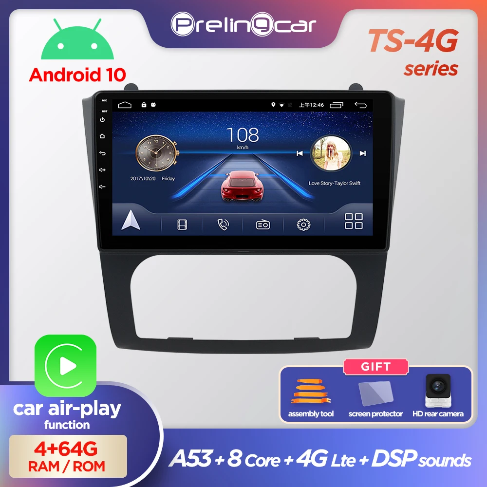 Автомагнитола Prelingcar 2 Din Android 10 без DVD мультимедийный видеоплеер GPS навигация для