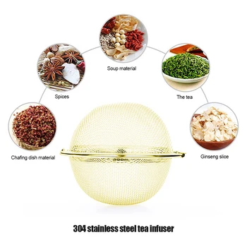 

Golden Tea Infuser Stainless Steel Sphere Mesh Tea Strainer Coffee Herb Spice Filter Diffuser Handle Tea Ball Kitchen Gadgets