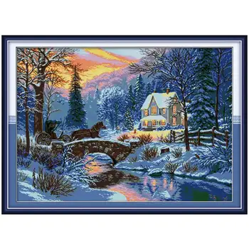 

Return in winter painting counted printed on the canvas 11CT 14CT DIY kits Chinese Cross Stitch embroidery needlework Sets