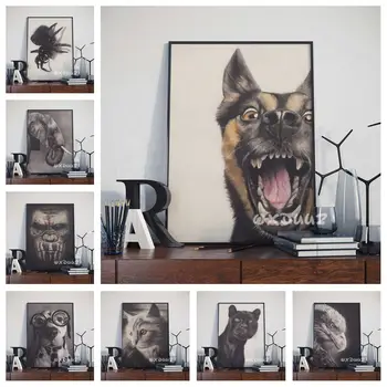 

Nordic minimalist art sketch style wild animal poster orangutan/elephant/lion/dog/decorative painting canvas poster o82