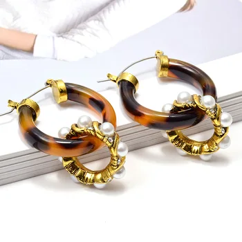 

New Rhinestone Pearl Round Hoops Dangle Drop Earrings High-Quality Statement Pendientes Jewelry Accessories For Women Wholesale