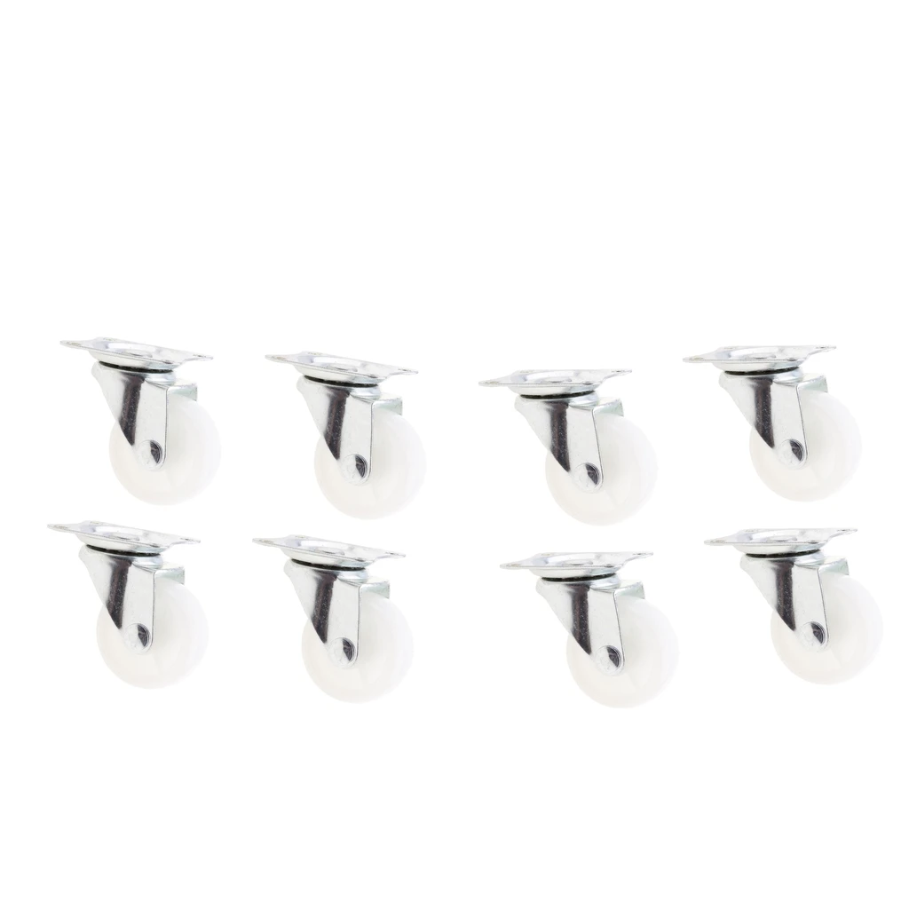 8 x Heavy Duty 40mm PP Swivel Castor Wheels Trolley Furniture Caster White