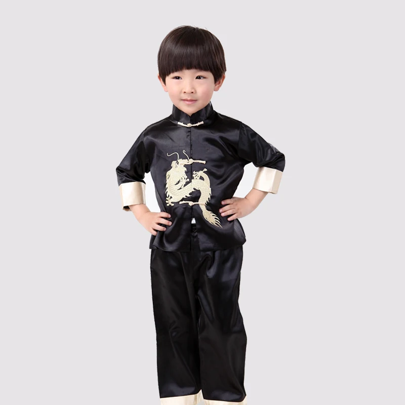 Kung fu/милый детский костюм дракона с вышивкой и длинными рукавами комплекты для