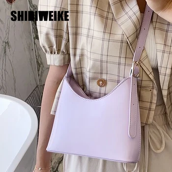 

2020 Vintage Small square bag Pattern Women Shoulder Bags Retro PU Leather Bags Solid Ladies Handbag Female 1X90