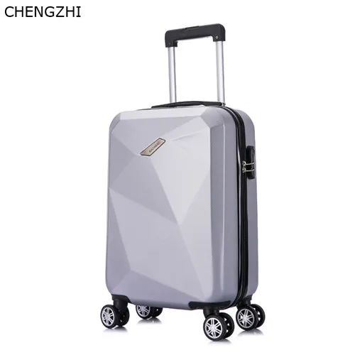 CHENGZHI ABS+ PC чемодан на колёсиках spinner для мужчин бизнес пароль чемодан для женщин чемодан для путешествий с колесами - Цвет: silver