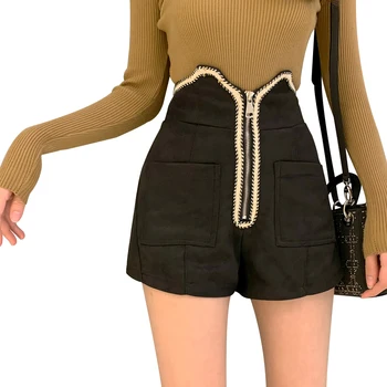 

High Waist Shorts Women 2019 Zipper Fashion Loose Casual Black Irregular Short Pants Female Plus Size Mini Shorts Boost Shorts