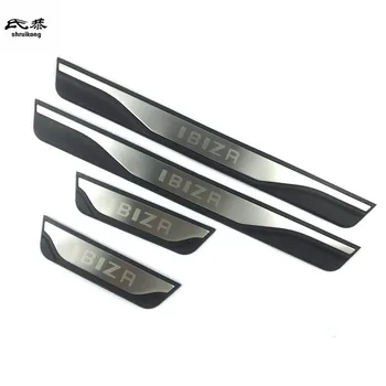 

4pcs/lot ABS plastic and stainless steel car door sill pedals Scuff Plate cover for 2015-2019 SEAT IBIZA MK4 6J5 6P1 FR TGI