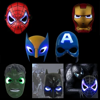 

Glowing LED Super Hero Mask Avengers Toy Iron Man/Hulk/Batman/Spiderman/Captain America/Wolverine Mask Party Mask
