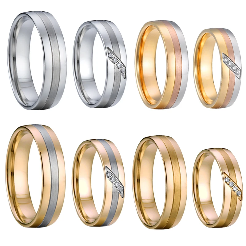 Super Deal Wedding Bands Rings for Couples Men And Women Titanium Stainless Steel Jewelry price 1 Pa