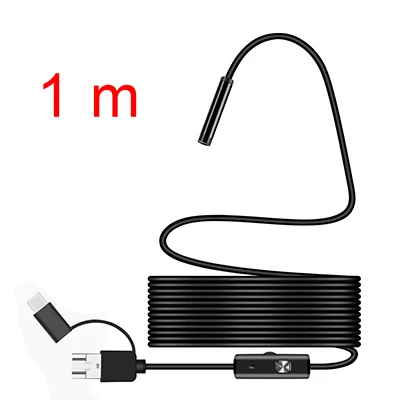 1 м/2 м/5 м 5,5 мм/7 мм/8 мм водонепроницаемый USB эндоскоп камера трубка эндоскоп бороскоп видео осмотр для Android смартфон ПК - Цвет: 1m