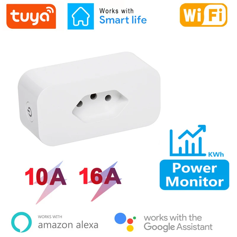 Brazil Smart Socket WIFi Plug with Tuya SmartLife Power Timer Voice Control 10A 16A Monitor for Alexa Google Home | Обустройство дома