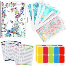 

Flash budget binder set binder budget system includes A6 binder notebook cover 6-ring flash sheet shell binder cover with Sequin