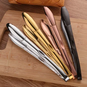 

Rose Gold Ice Tongs Stainless Steel BBQ Tong Food Serving Salad Bread Meat Fruit Clamp Kitchen Clip Cooking Utensils ZM810