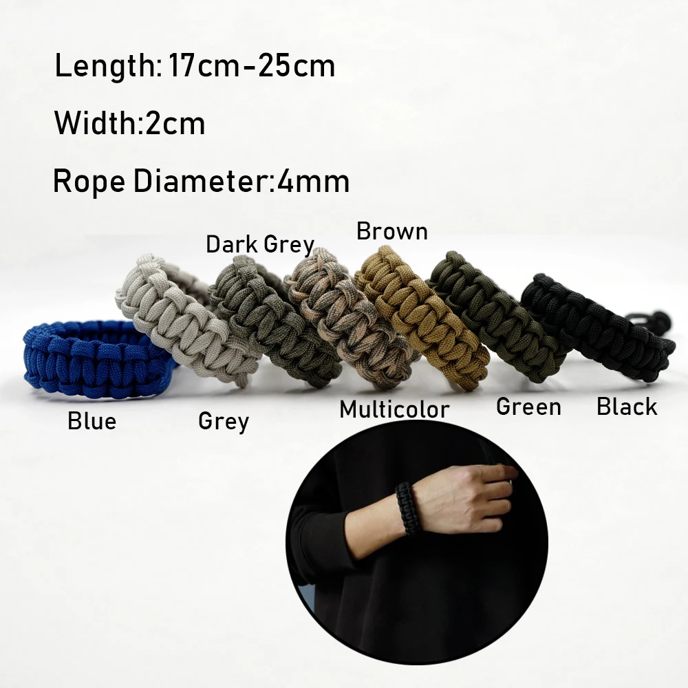 7 Colors Adjustable Survival Emergency Bracelet 550 Paracord Cord Bracelet Weaving Cord For