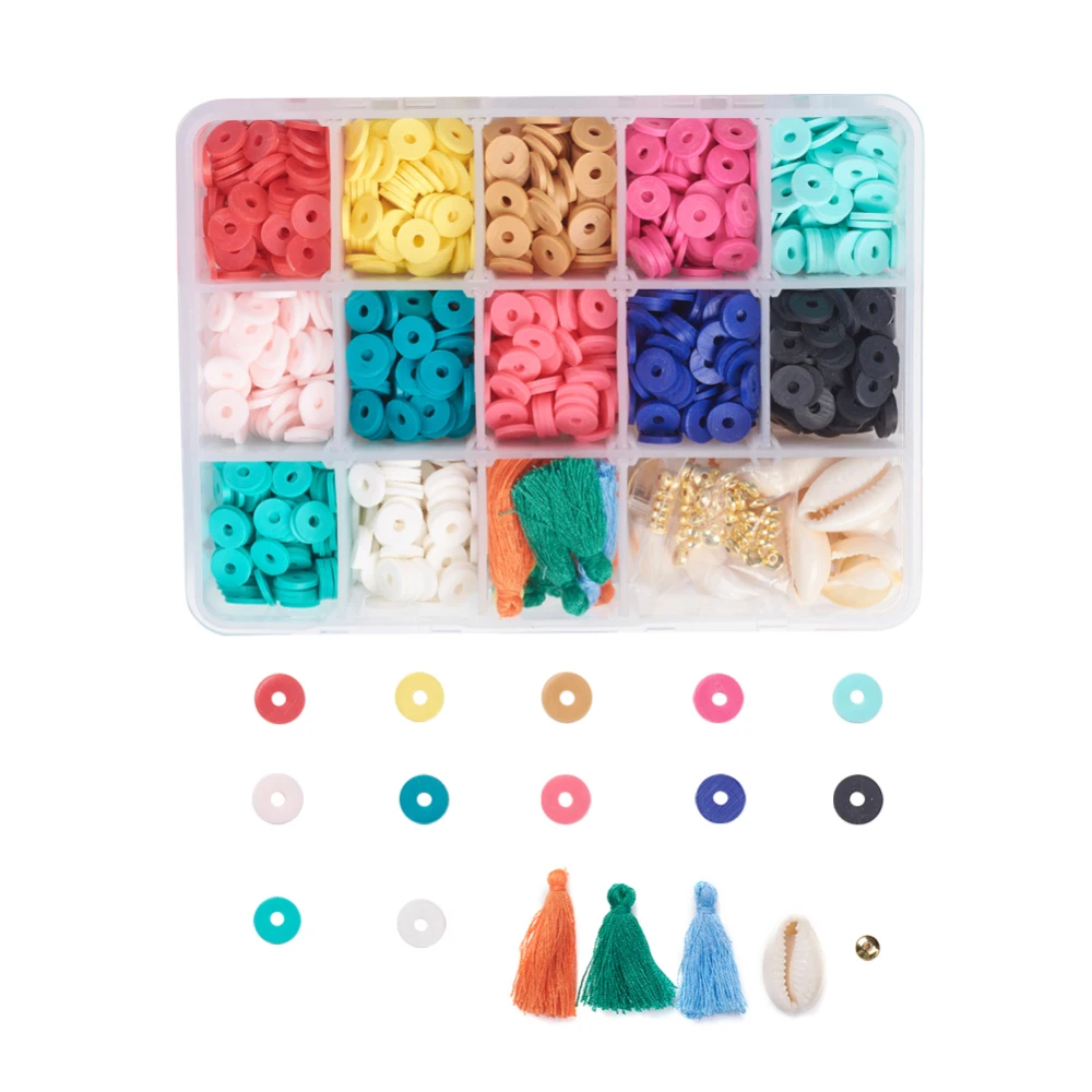 

1 Box Mix Colors DIY Jewelry Set Handmade Polymer Clay Beads 4/6/8mm Heishi Cowrie Shell Bead For Jewelry Making DIY Accessories