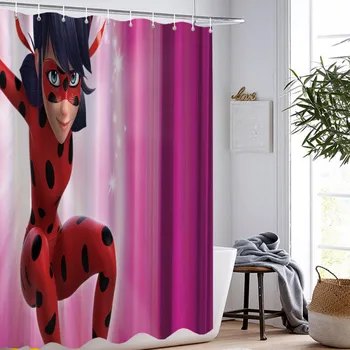 

Anime Shower Curtains with Free Hooks Beauty Print Cartoon Bath Curtain Modern Bathroom Accessories Polyester Shower Curtain