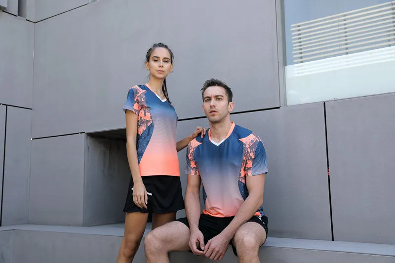 Мужская и женская одежда для тенниса, Спортивная тренировочная футболка для бадминтона, быстросохнущая футболка с коротким рукавом для игры в настольный теннис, командная одежда для игры