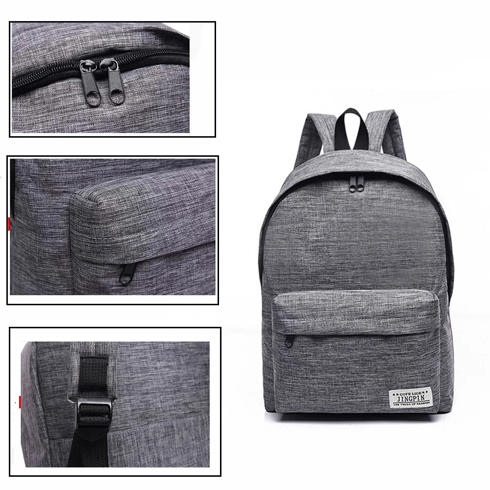 Men Male Canvas Black Backpack College Student School Backpack Bags for Teenagers Mochila Casual Rucksack Travel Daypack