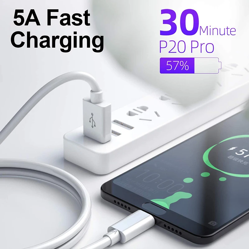 phone to tv cable Fast Charge 5A USB Type C Cable for Samsung S20 S9 S8 Xiaomi Huawei P30 Pro Mobile Phone Charging Wire White Blcak Cable android charger type