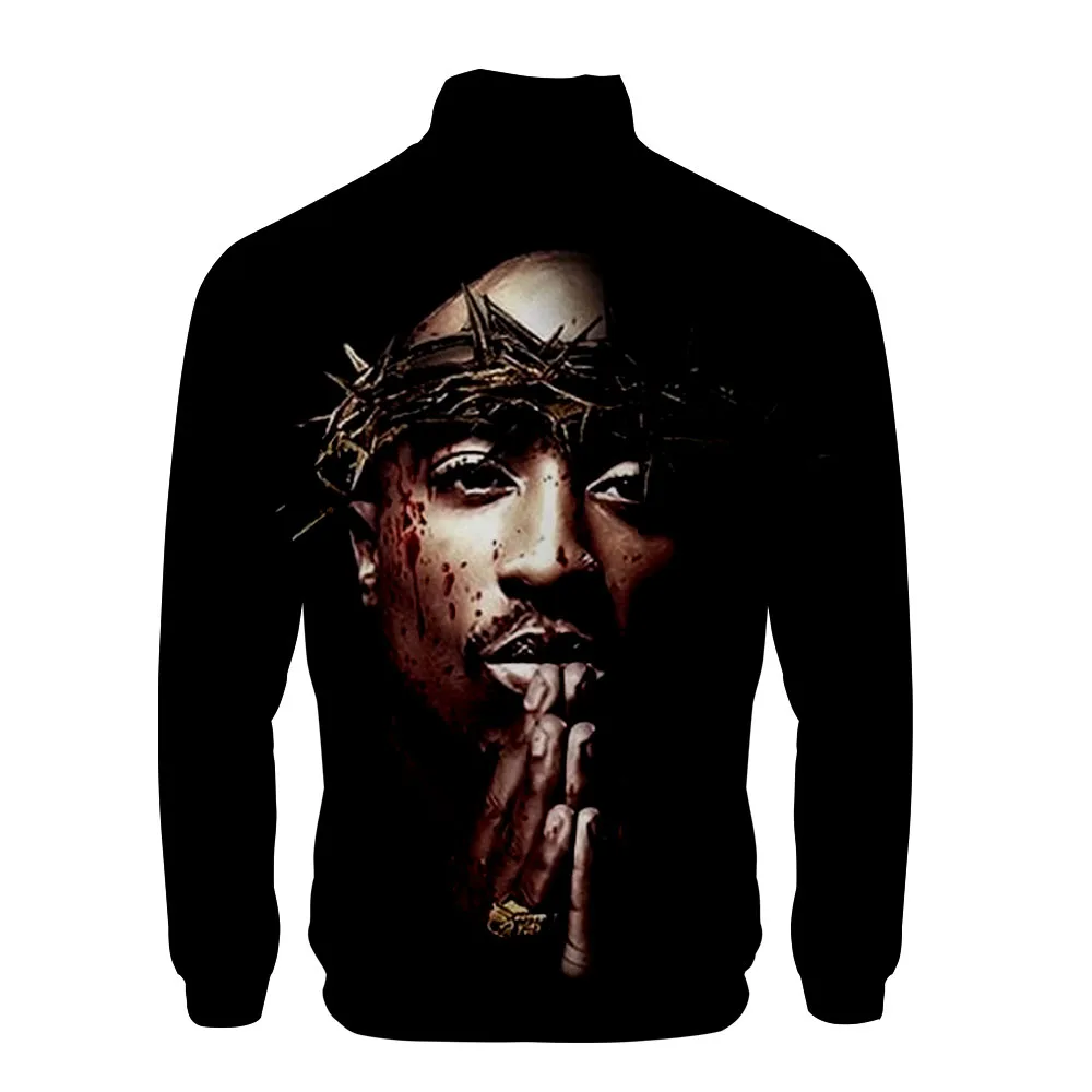Американский рэппер 2PAC 3D прядь воротник молния Толстовка Повседневная Хип Хоп модная классная Высокая уличная толстовка куртка ветровка