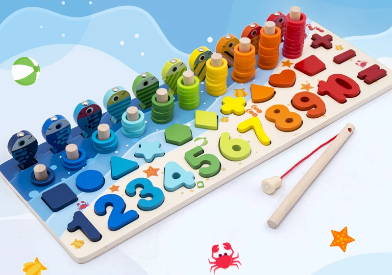 Educativos de Madeira para Crianças Montessori Brinquedos Placa Matemática Pesca Contagem Números Correspondência Forma Jogo Educação Precoce Brinquedo Presentes Qwz 20 Qwz montessori brinquedos educativos de madeira para
