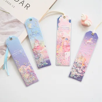 

Cute Kawaii Creative Glitter Sequins Unicorn Bookmark Office School Index Bookmarks for Note Books Stationery Supplies