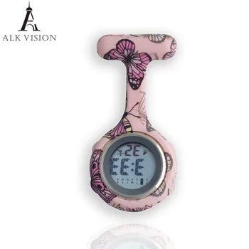 

ALK Digital Silicone Nurse Watch Fob Pocket Watches Dog Paws Doctor Medical Hospital Brooch Lapel Clock Brand Date Week Display