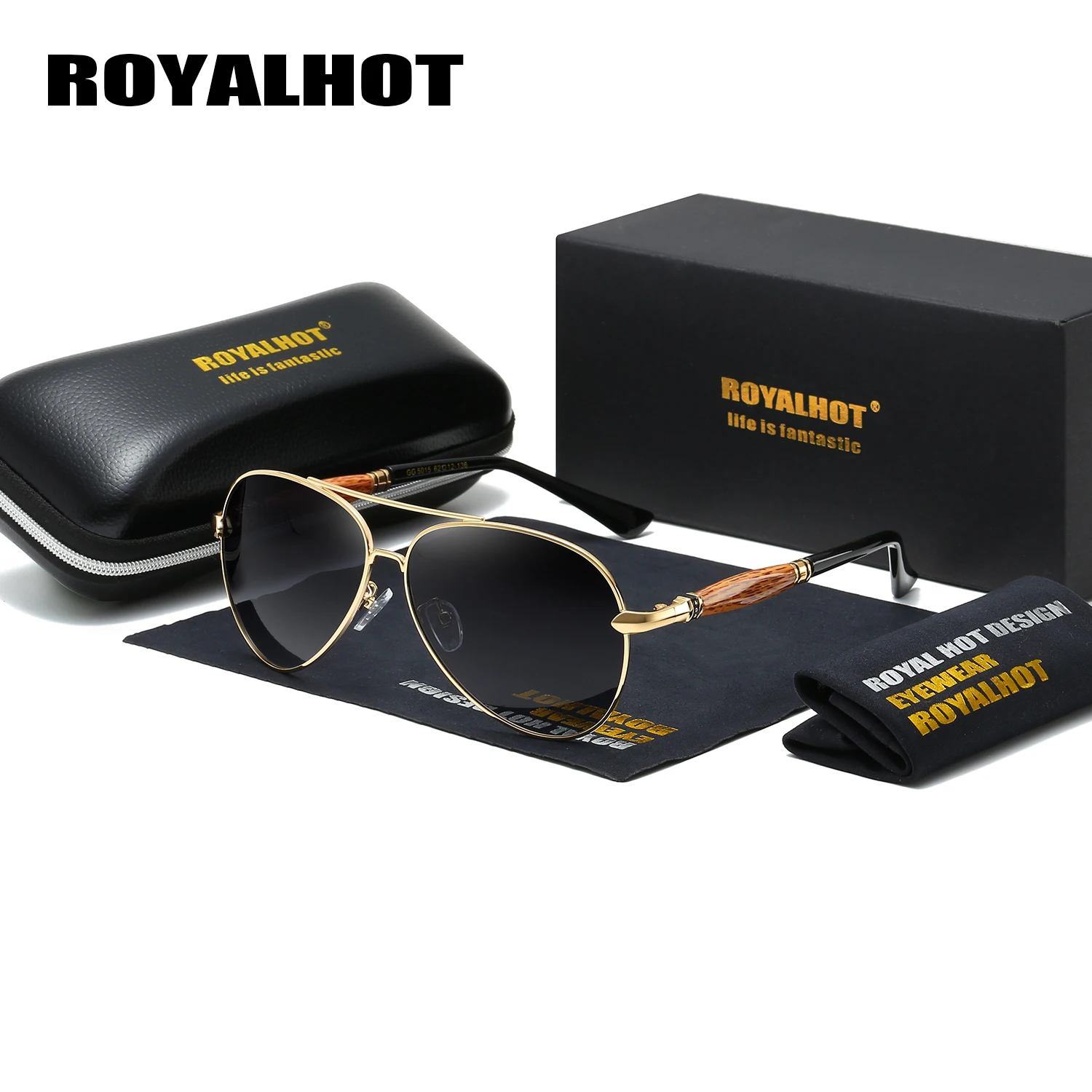 Мужские и женские солнцезащитные очки RoyalHot овальные поляризационные в