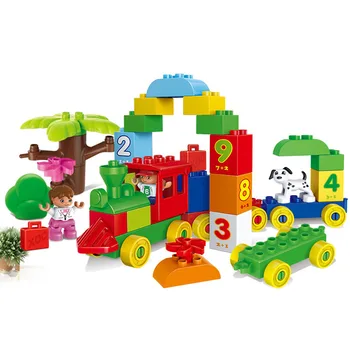 

Train digital building blocks Race Run Block DIY Bricks Educational Toys For Kids Children Baby gift